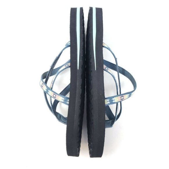 Teva Olowahu Mush Flip Flops Women's 10 Thongs Sandals Black Pink 6840 Cushioned - Picture 6 of 8